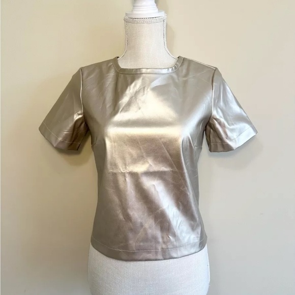 Anthropologie Porridge Clothing XXS Gold Shirt Short Sleeve NWT $88 New - Picture 5 of 16